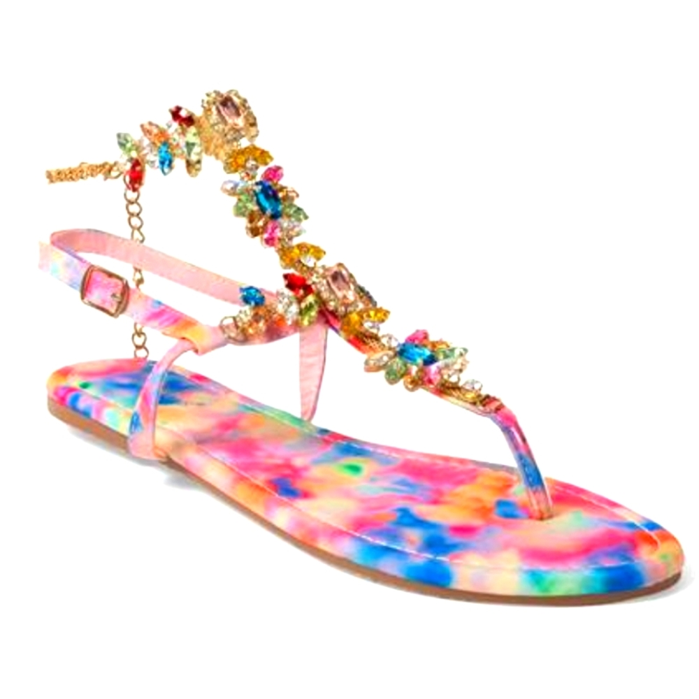 Crystal embellished anklet sandals
